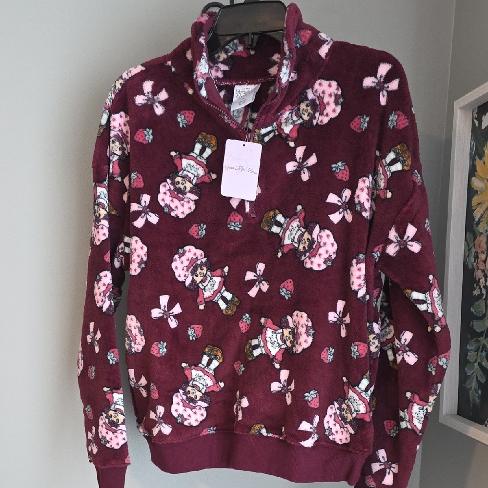 Strawberry Shortcake Quarter Zip Fleece Pullover w/Pockets Size Medium NWT